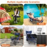Foldable Camping Chair Heavy Duty Steel Lawn Chair with Reclining Backrest Angle - Image 11