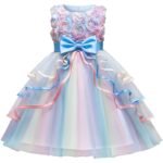 Girl's Rainbow Tulle Lace Dress - Bilde 7