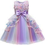 Girl's Rainbow Tulle Lace Dress - Bilde 13
