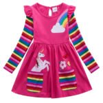 Girls' Unicorn Rainbow Flower Dress - Bilde 4