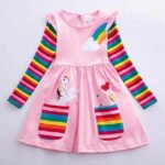 Girls' Unicorn Rainbow Flower Dress - Bilde 3