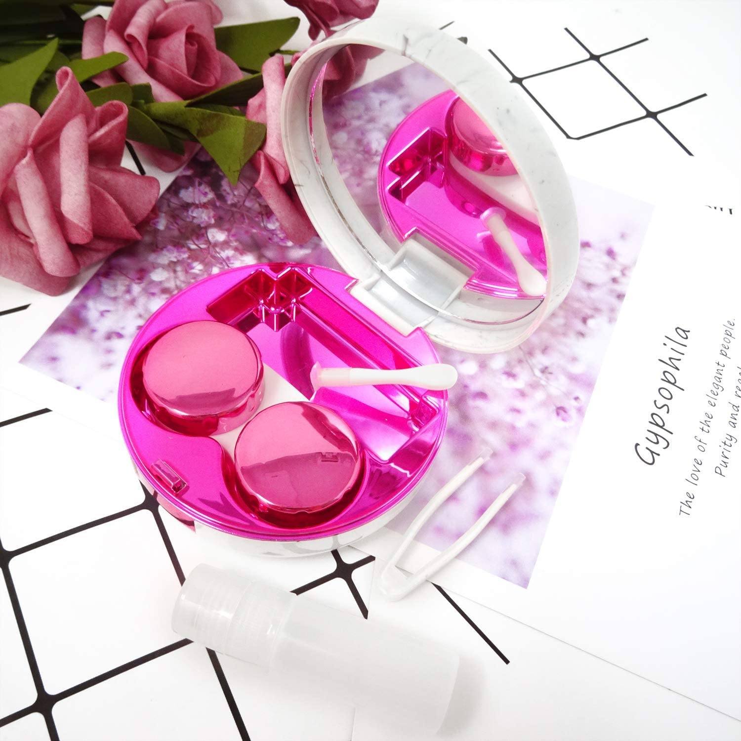 Honbay Fashion Marble Contact Lens Case with Mirror - Image 11