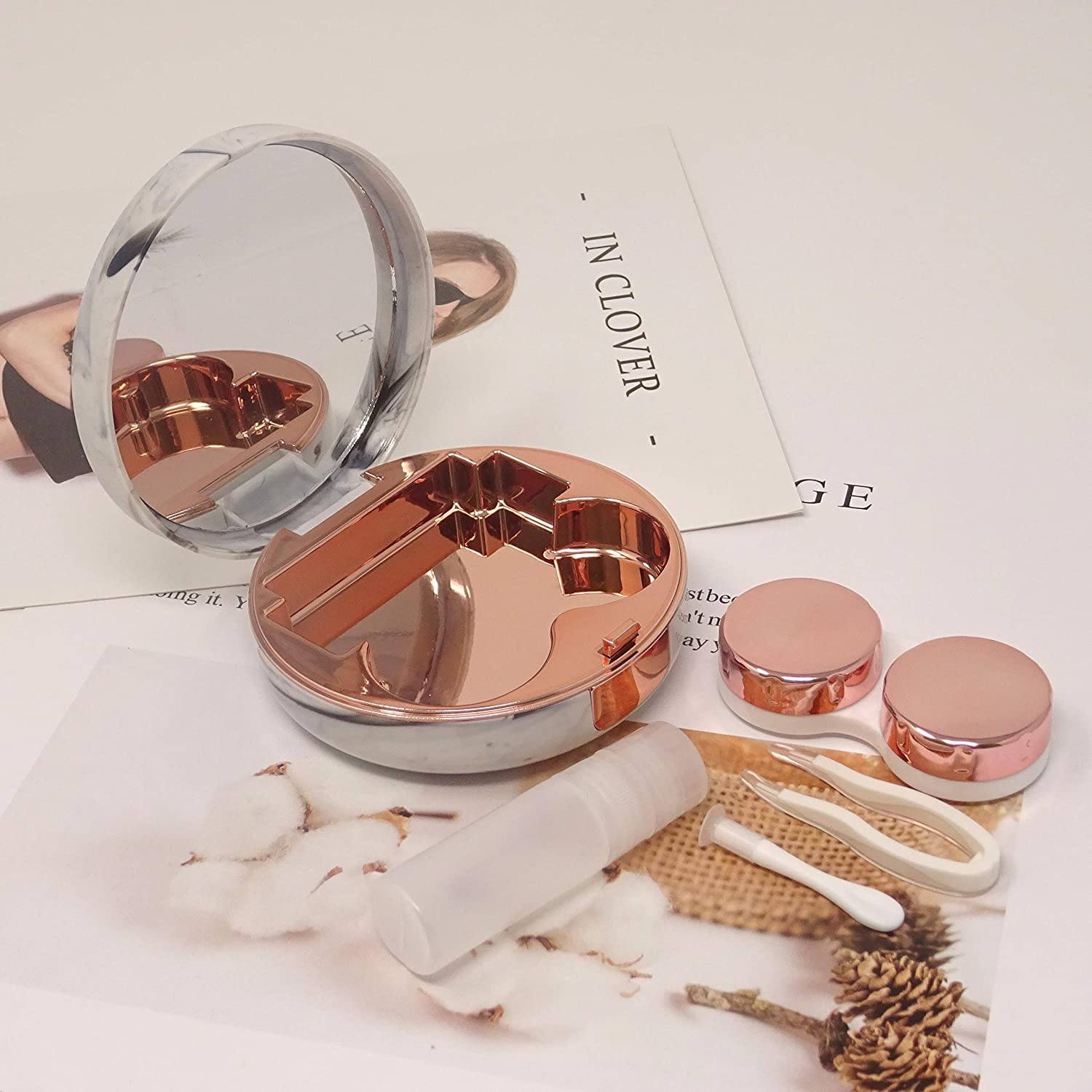 Honbay Fashion Marble Contact Lens Case with Mirror - Image 9