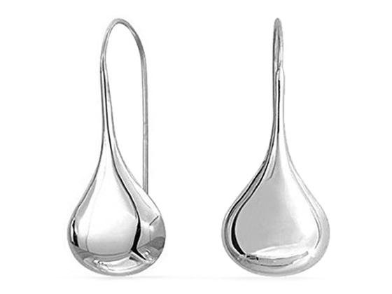 Italian Sterling Silver Puffed Teardrop Earrings by Verona