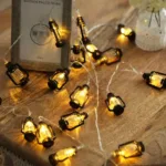 Kerosene Bottle LED String Lights Vintage Plastic Black Lantern Decor - Image 2