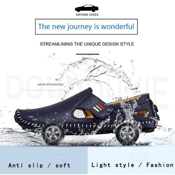 Men Casual Shoes Slip on Hollow Leather Men Shoes - Image 6