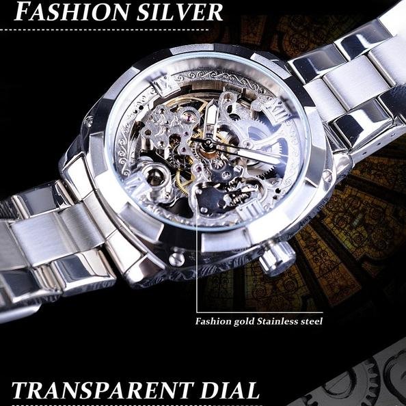 Men Luxury Skeleton Automatic Winding Mechanical Watch - Image 13