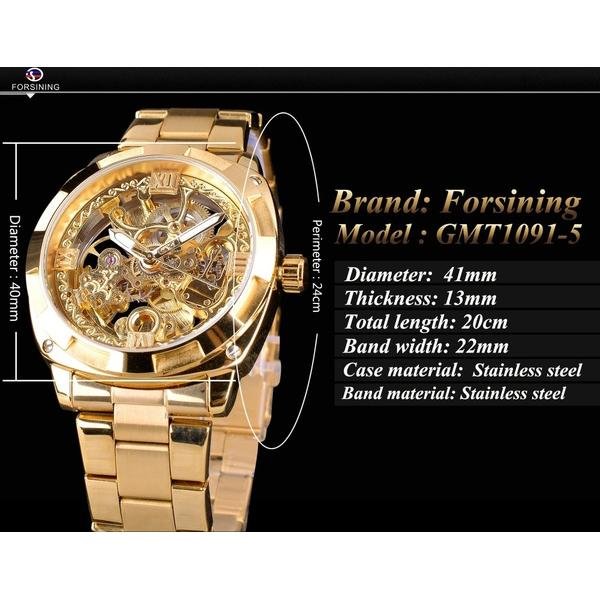 Men Luxury Skeleton Automatic Winding Mechanical Watch - Image 9