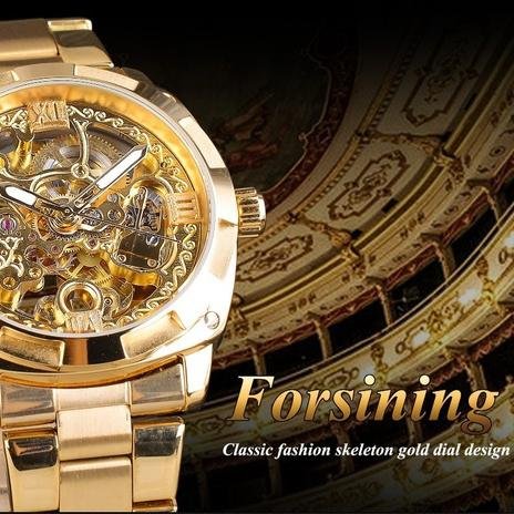 Men Luxury Skeleton Automatic Winding Mechanical Watch - Image 6