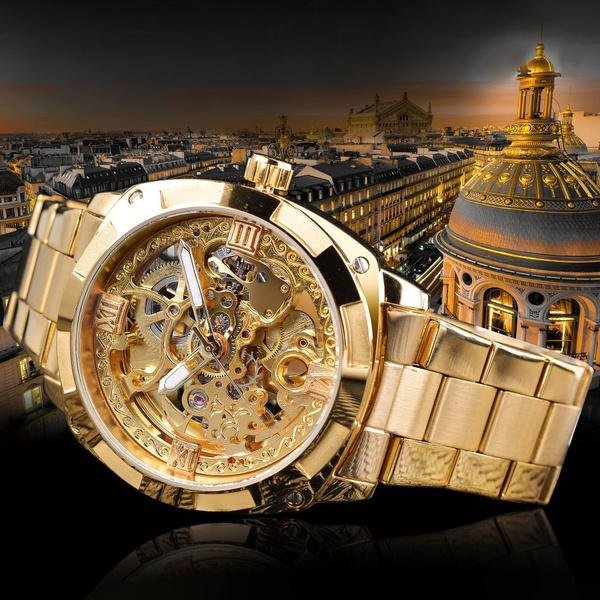 Men Luxury Skeleton Automatic Winding Mechanical Watch