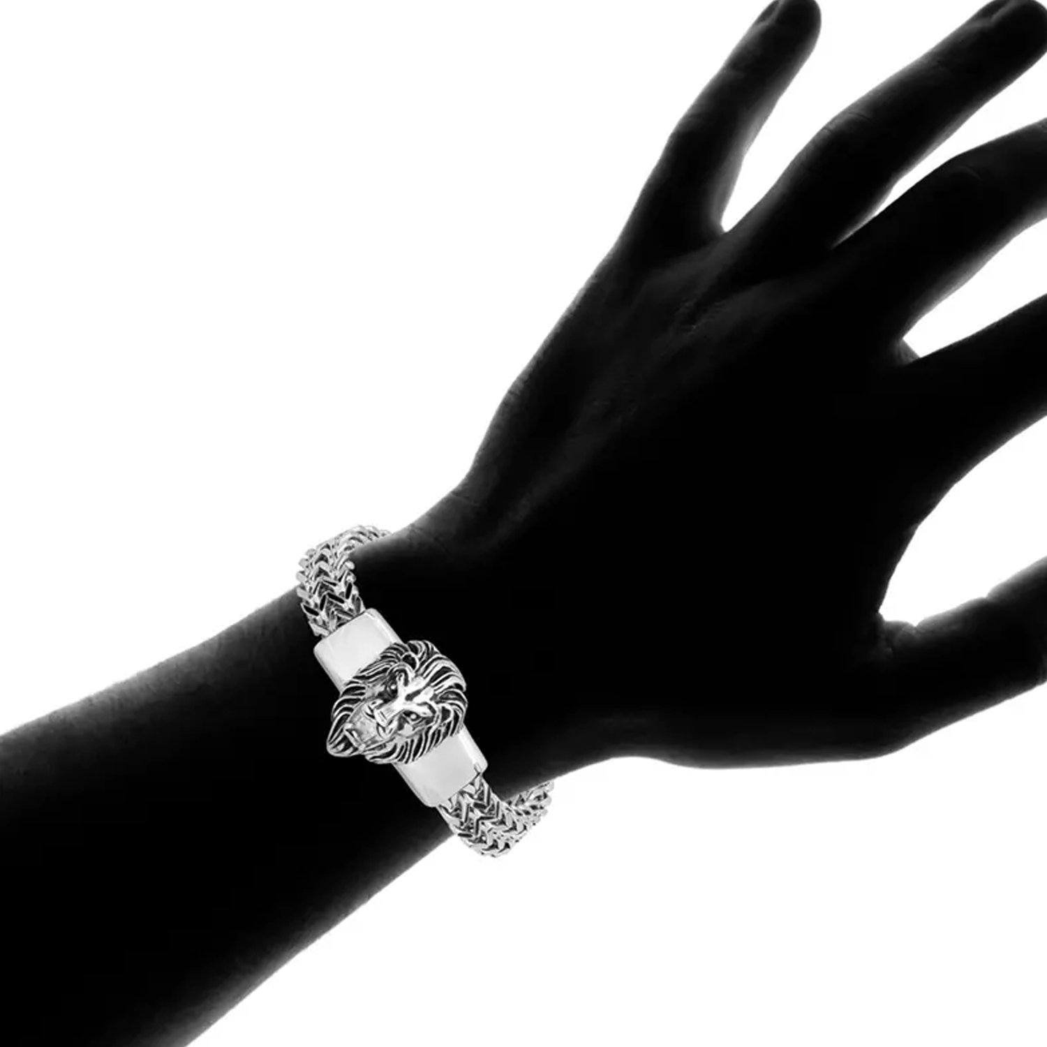 Men's Stainless Steel Lion Head Box Chain Bracelet - Bilde 6