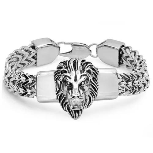 Men's Stainless Steel Lion Head Box Chain Bracelet - Bilde 3