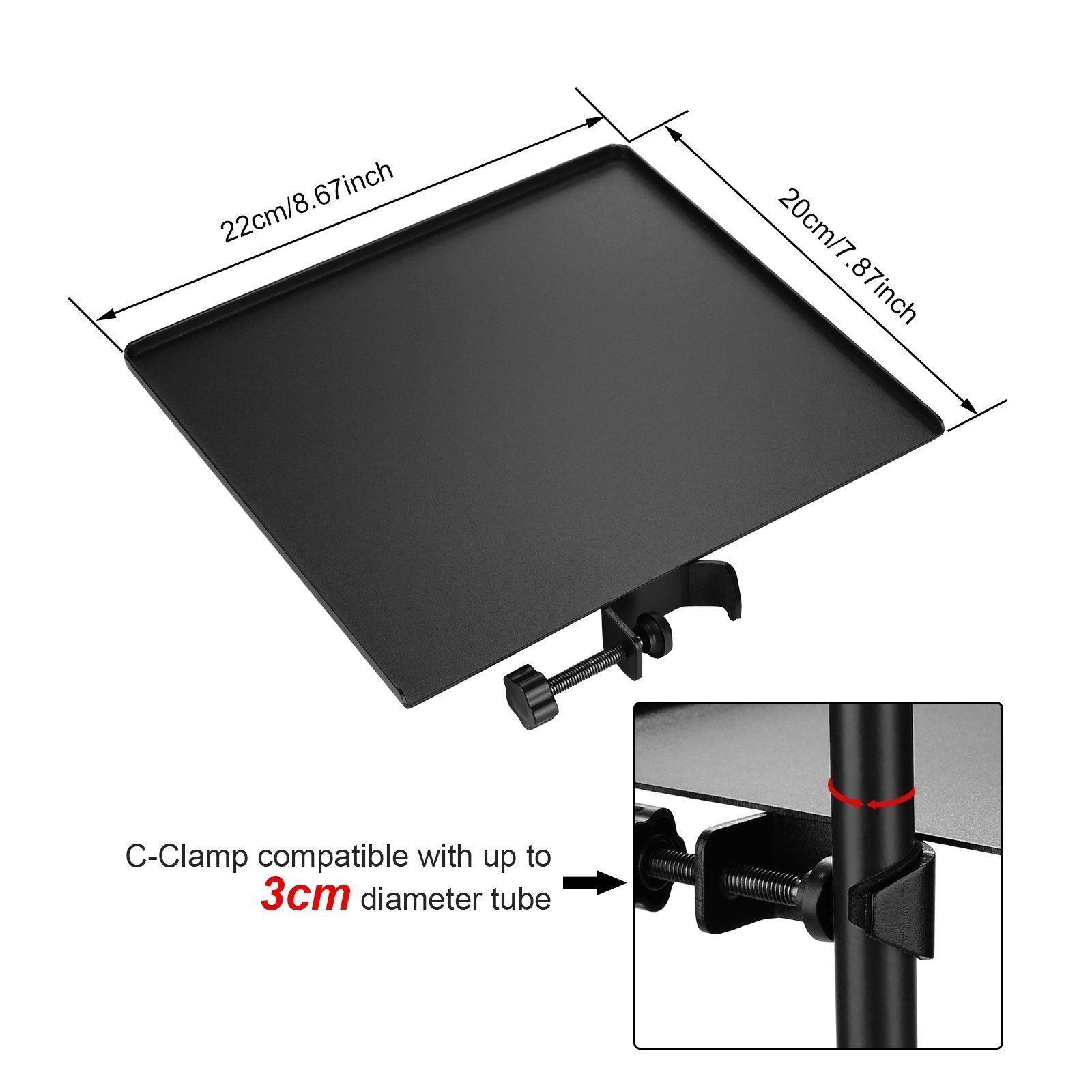 Microphone Stand Tray Clamp-on Rack Shelf Holder for Music Sheet - Image 3