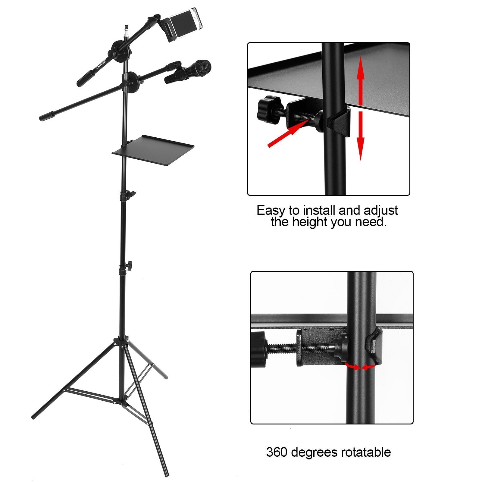 Microphone Stand Tray Clamp-on Rack Shelf Holder for Music Sheet - Image 4