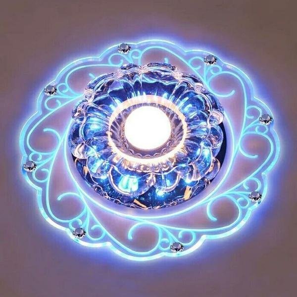 Modern Crystal LED Saving Bright Ceiling Blue Light Lamp Fixture Chandelier