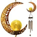 Moon Crackle Glass Ball Wind Chimes Solar Wind Chimes