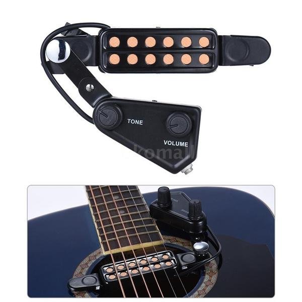 Music Tools 12-hole Acoustic Guitar Sound Hole Pickup Magnetic Transducer with Tone Volume Controller Audio Cable