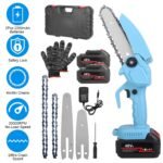 Portable Handheld Cordless Small Chain Saw Battery Powered with 2Pcs 2200mAh Rechargeable Batteries 4in/6in Chains for Pruning Trees Wood Cutting - Bilde 5