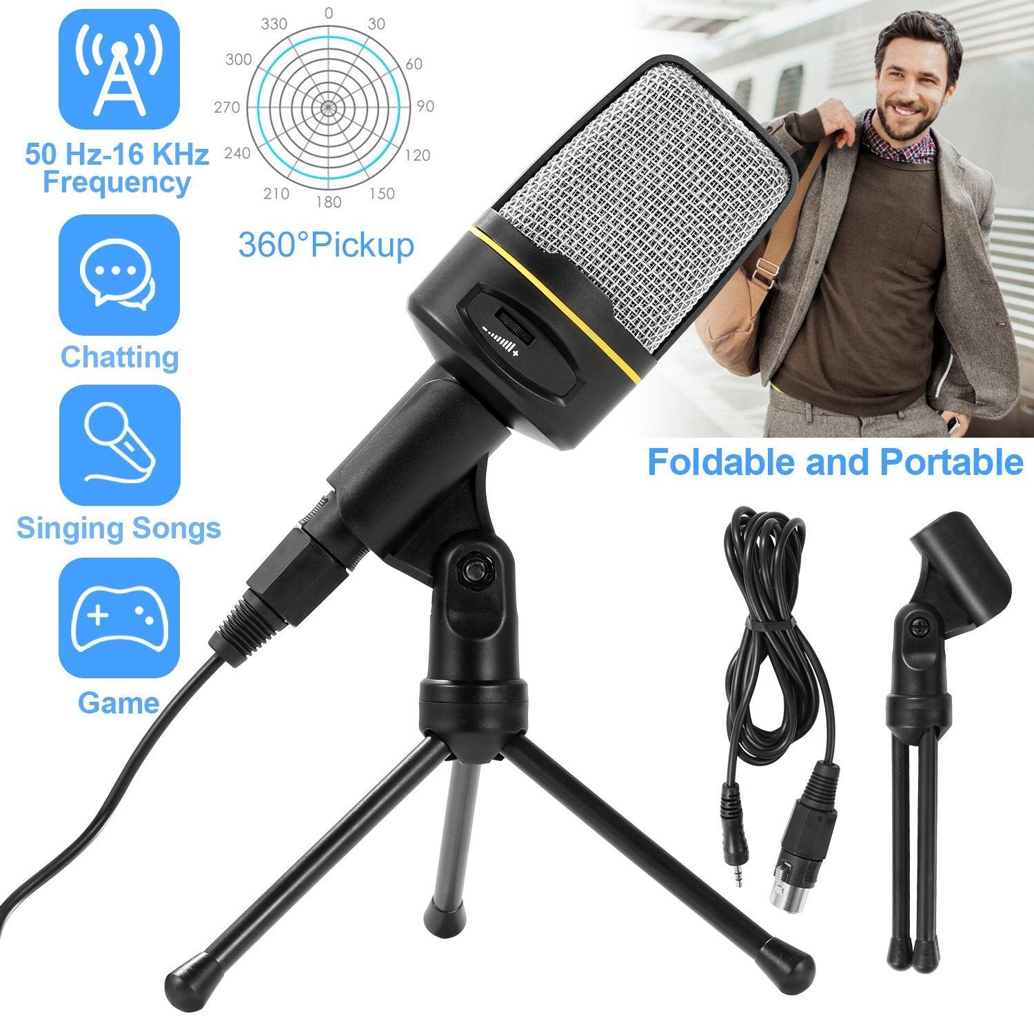 Pro Condenser Microphone with Tripod - Image 10