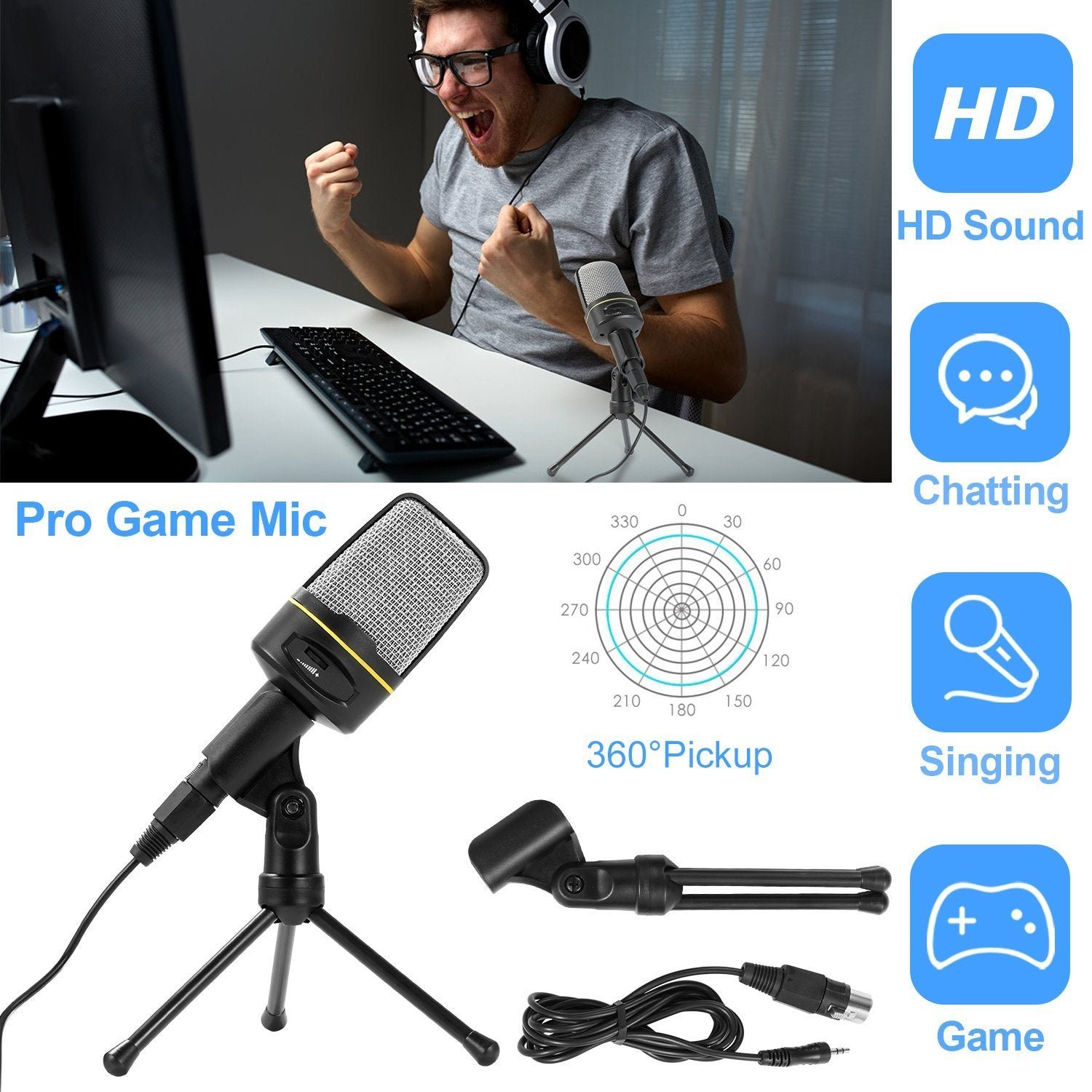 Pro Condenser Microphone with Tripod - Image 12