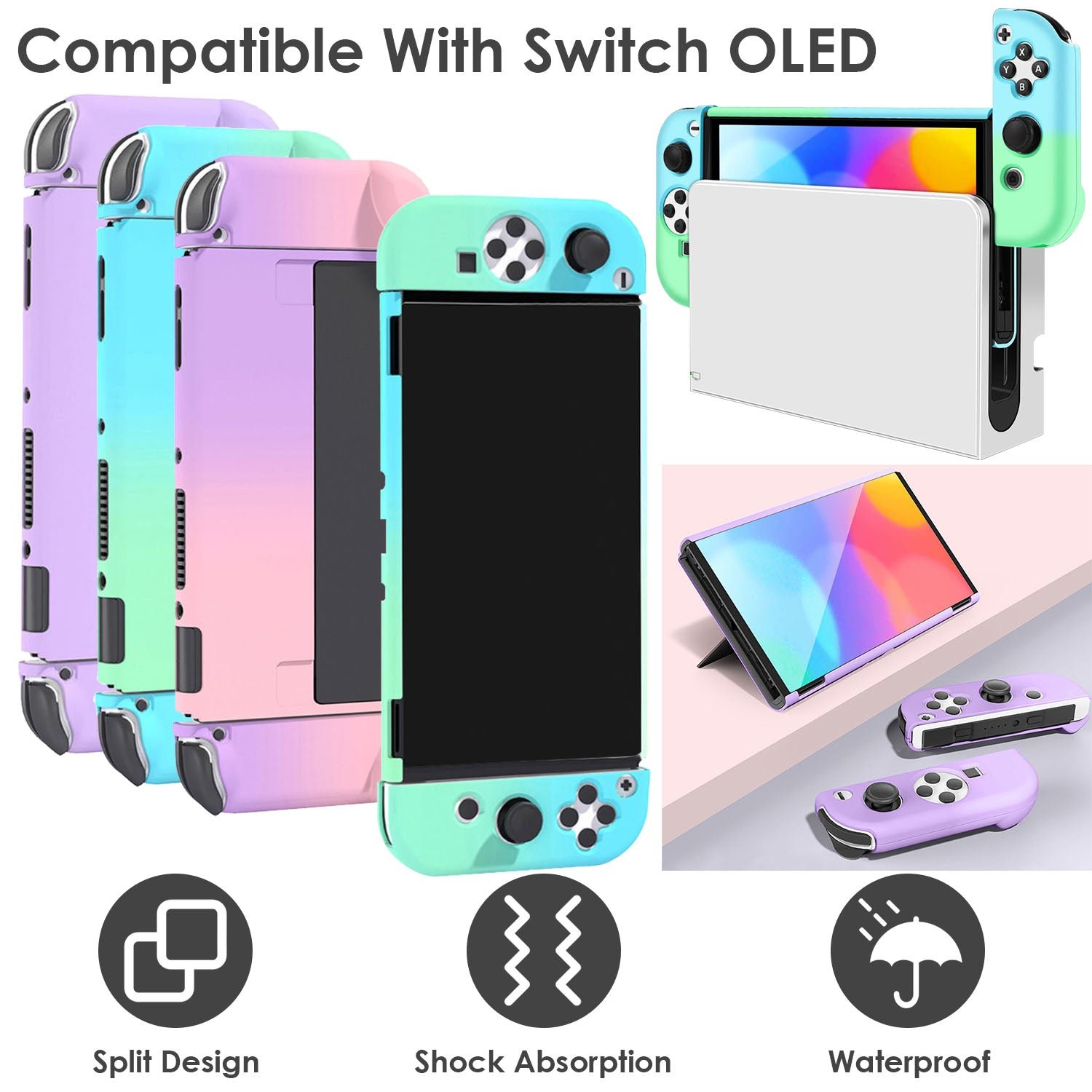 Protective Shell Cover Hard Dockable Case Fit for Nintendo Switch OLED - Image 23