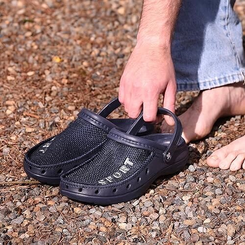 Roxoni Men's Rubber Sport Clogs with Breathable Mesh Upper - Bilde 5