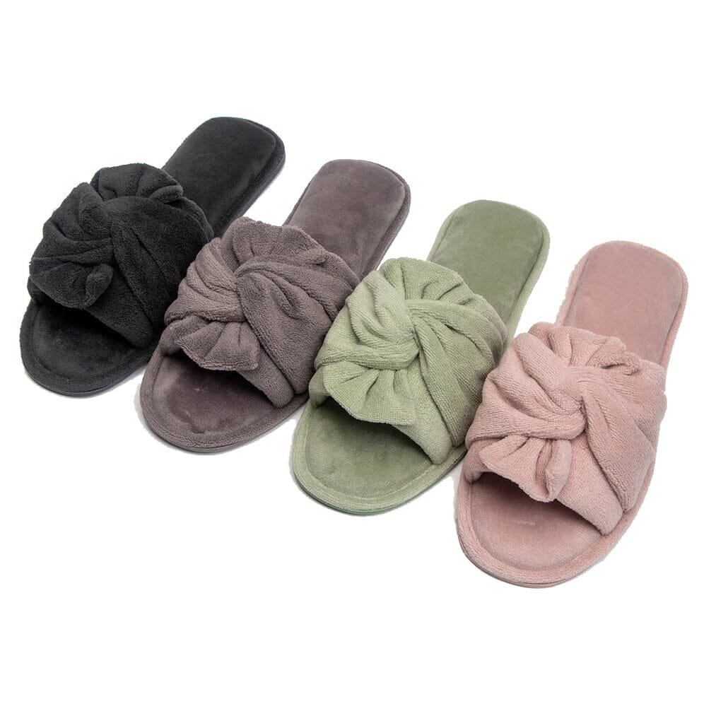 Roxoni Women's Indoor Twist Ribbon Plus Open Toe House Slippers