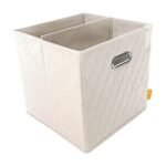 Set of 2: 11-13" Foldable Diamond Patterned Faux Leather Storage Cube Bins - Image 10