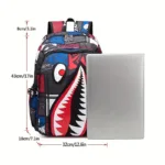Shark Patterned Nylon Student Backpack - Image 9