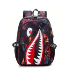 Shark Patterned Nylon Student Backpack - Image 5
