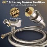 High Pressure 8-Mode Handheld Shower Head  with 80" Extra Long Stainless Steel Hose - Image 3