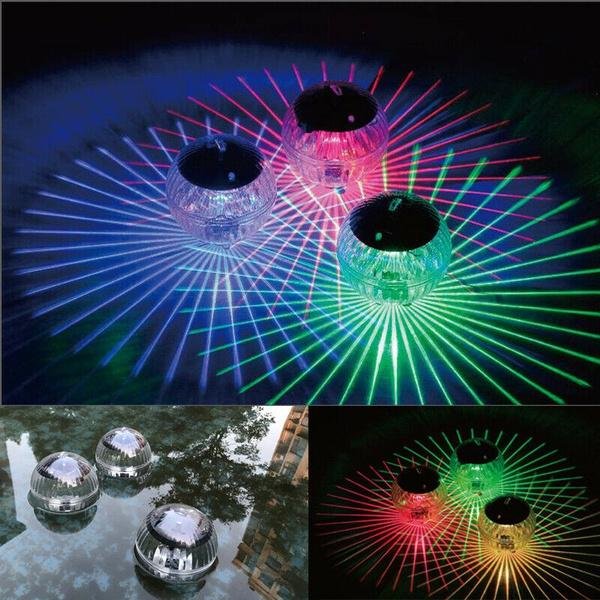 Solar Powered Floating Pond Light Garden Swimming Pool Color Changing LED Lamp