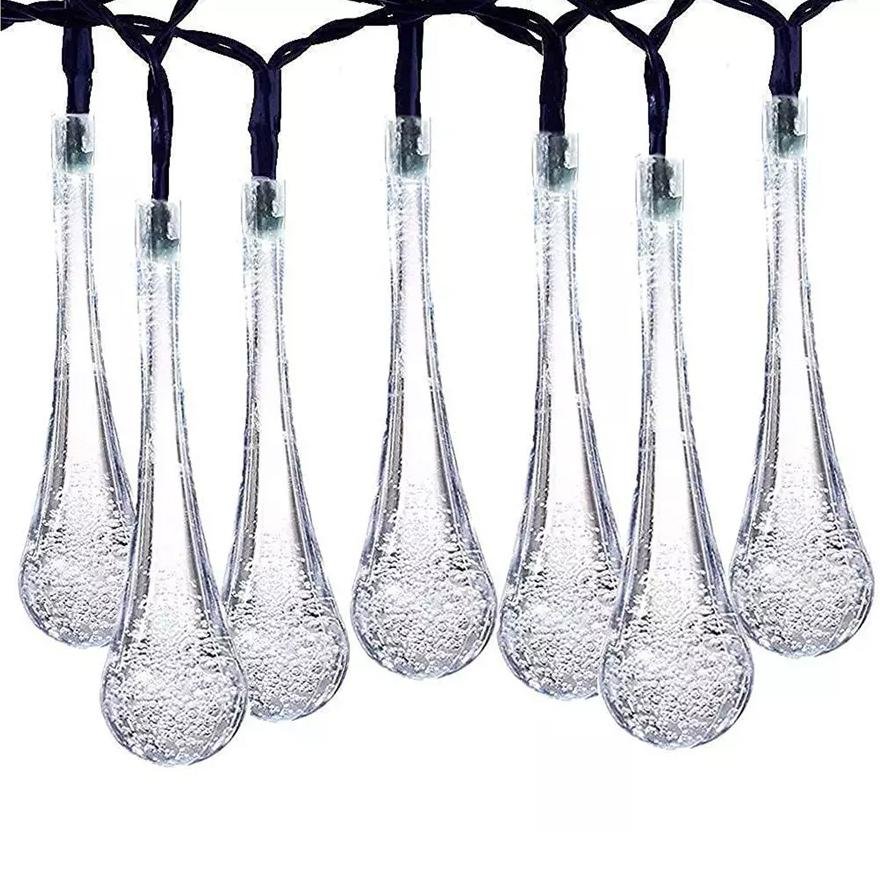 Solar String Lights 20ft 30 LED Water Drop Solar String Fairy Waterproof Lights