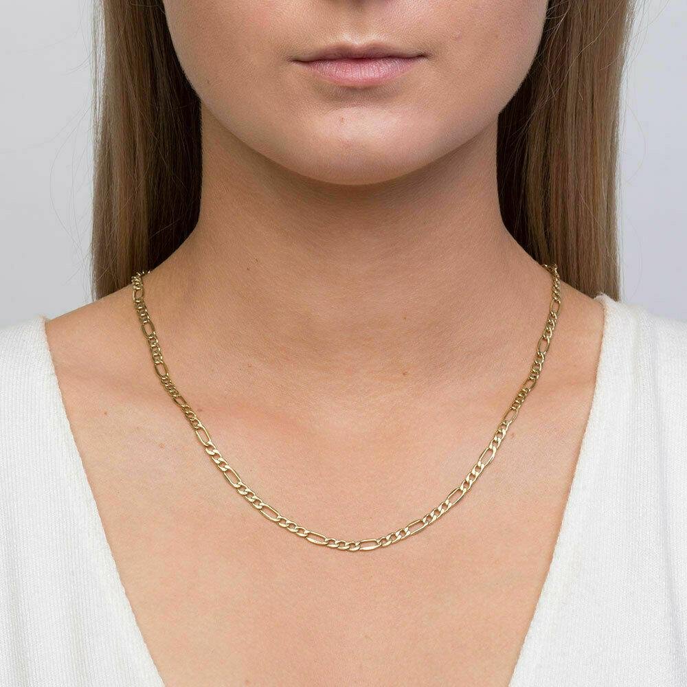 Solid 10K Gold Diamond Cut Italian Crafted Figaro Chain - Assorted Sizes - Image 3