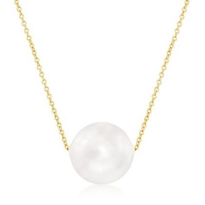 Solid 10K Gold Pearl Necklace