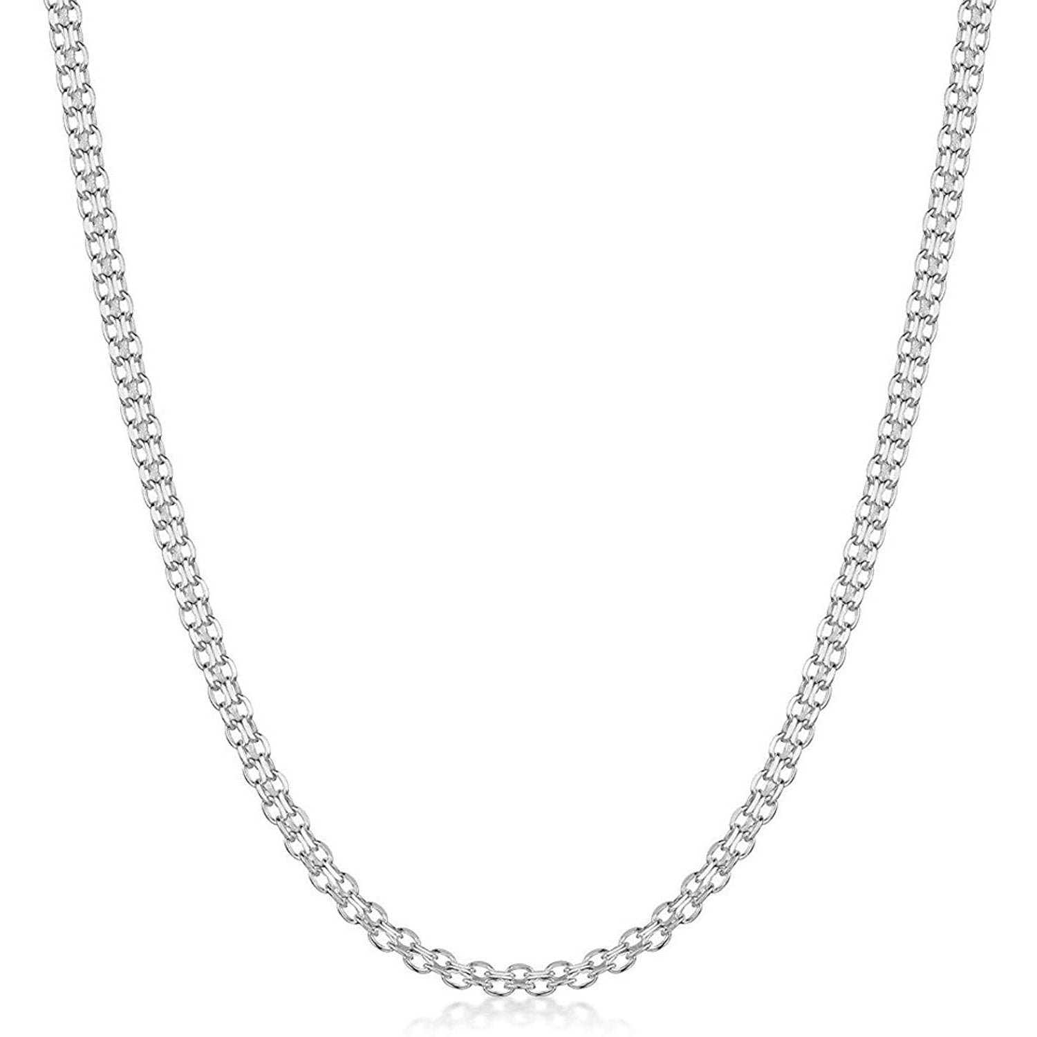 Sterling Silver 2.2mm Italian Bismark Chain Necklace