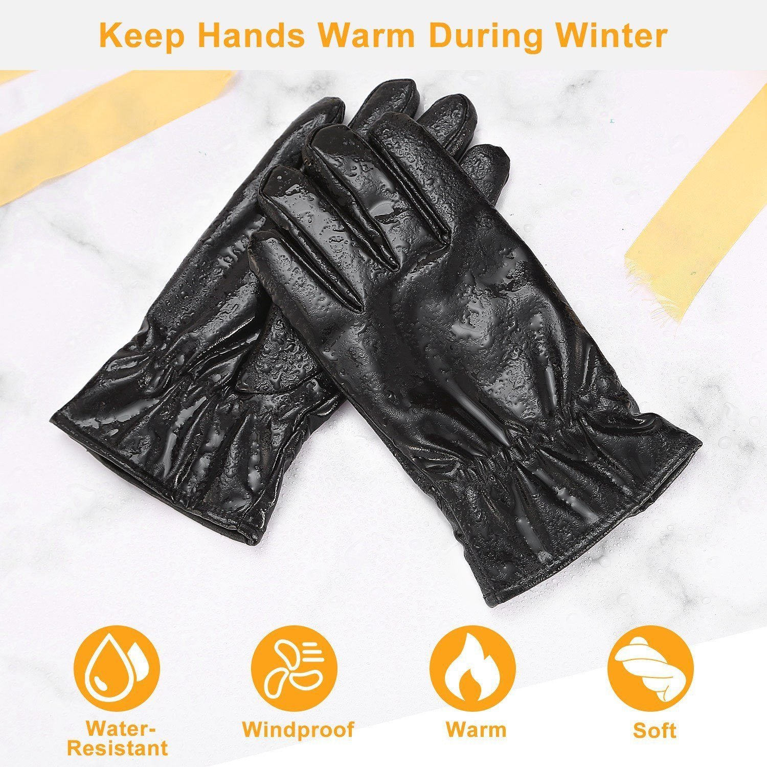 Unisex Leather Winter Warm Gloves - Bilde 4