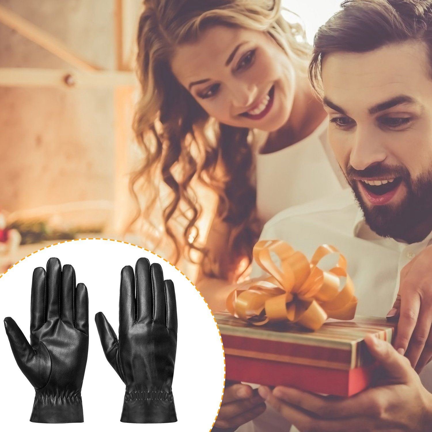 Unisex Leather Winter Warm Gloves - Bilde 8