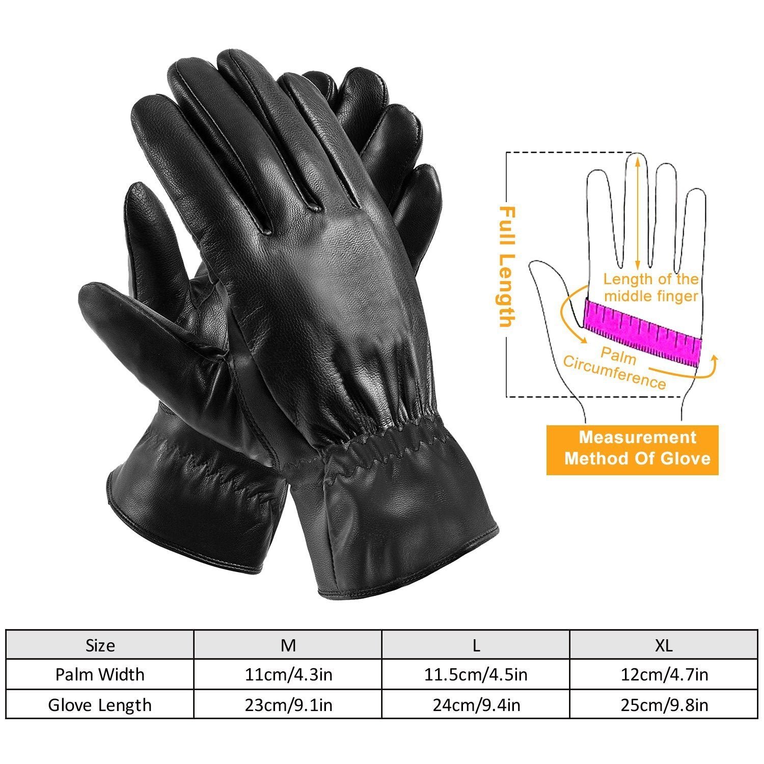 Unisex Leather Winter Warm Gloves - Bilde 3