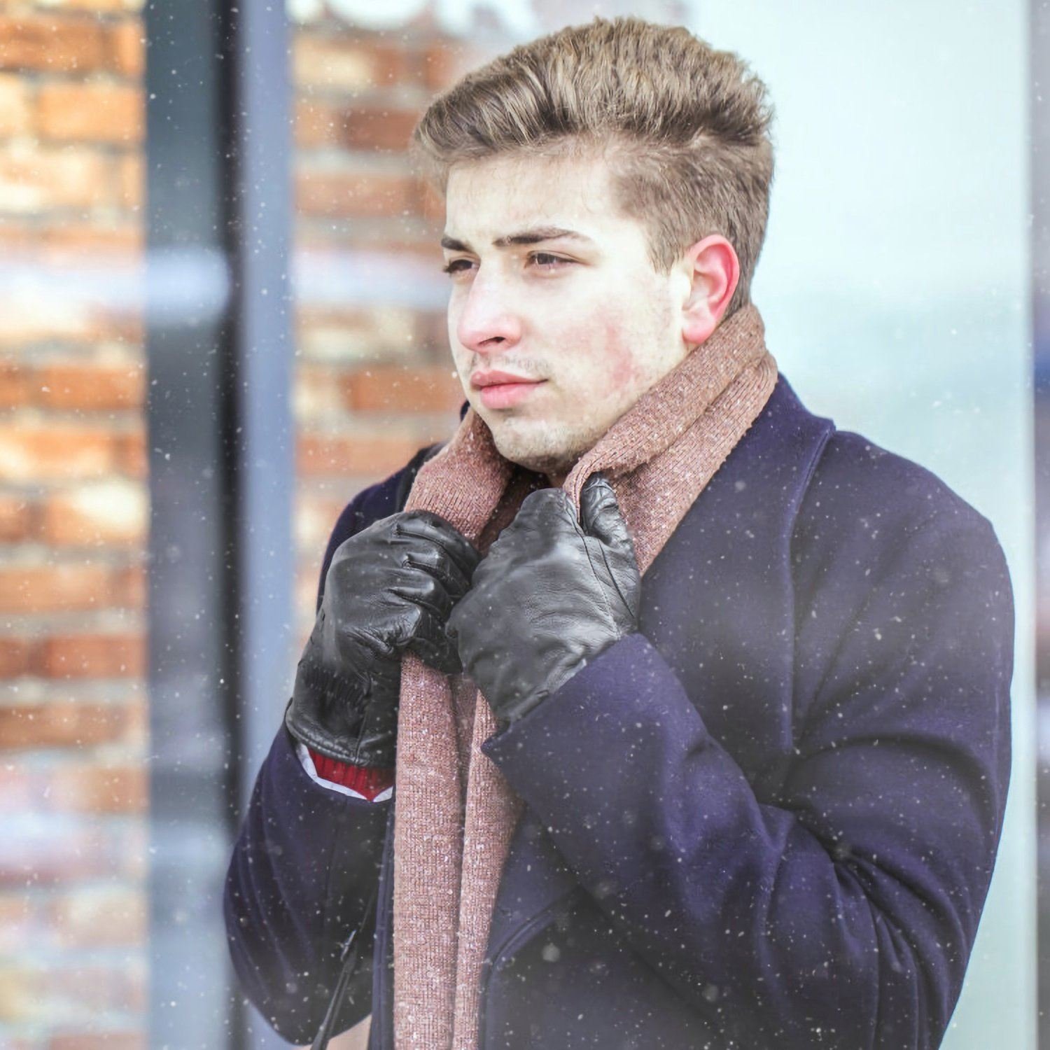 Unisex Leather Winter Warm Gloves - Bilde 12