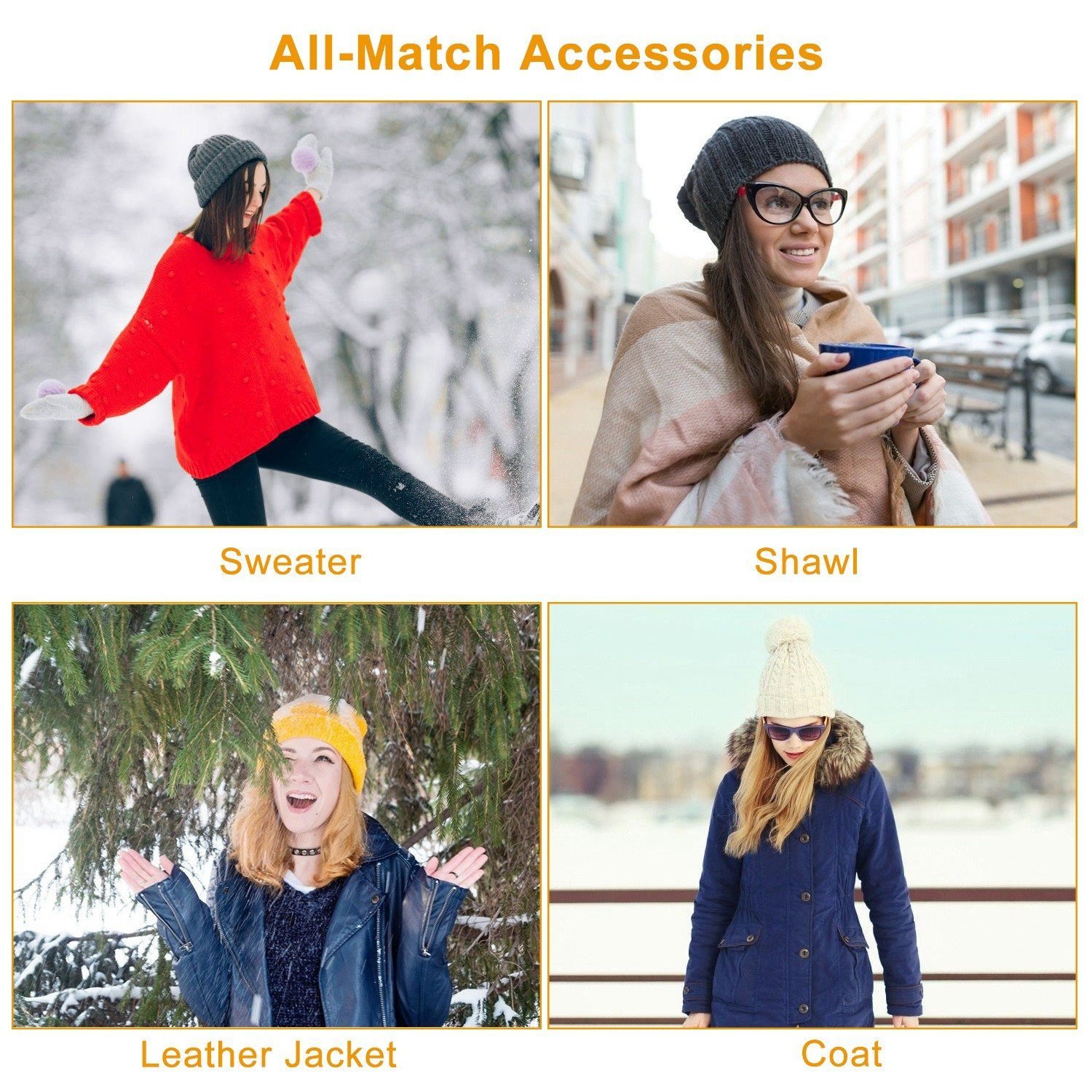 Unisex Winter Beanie Hat Scarf Set - Bilde 14