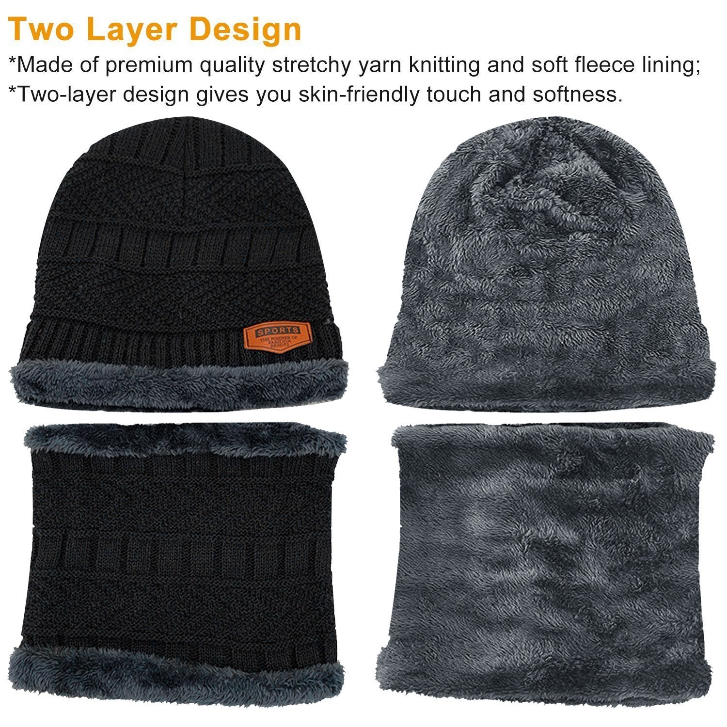 Unisex Winter Beanie Hat Scarf Set - Bilde 10