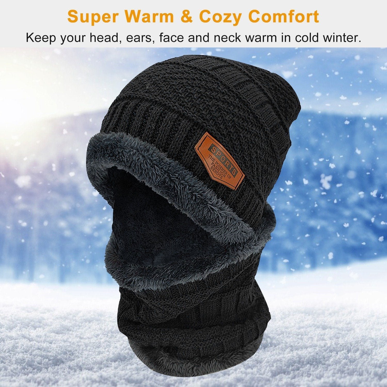 Unisex Winter Beanie Hat Scarf Set - Bilde 11
