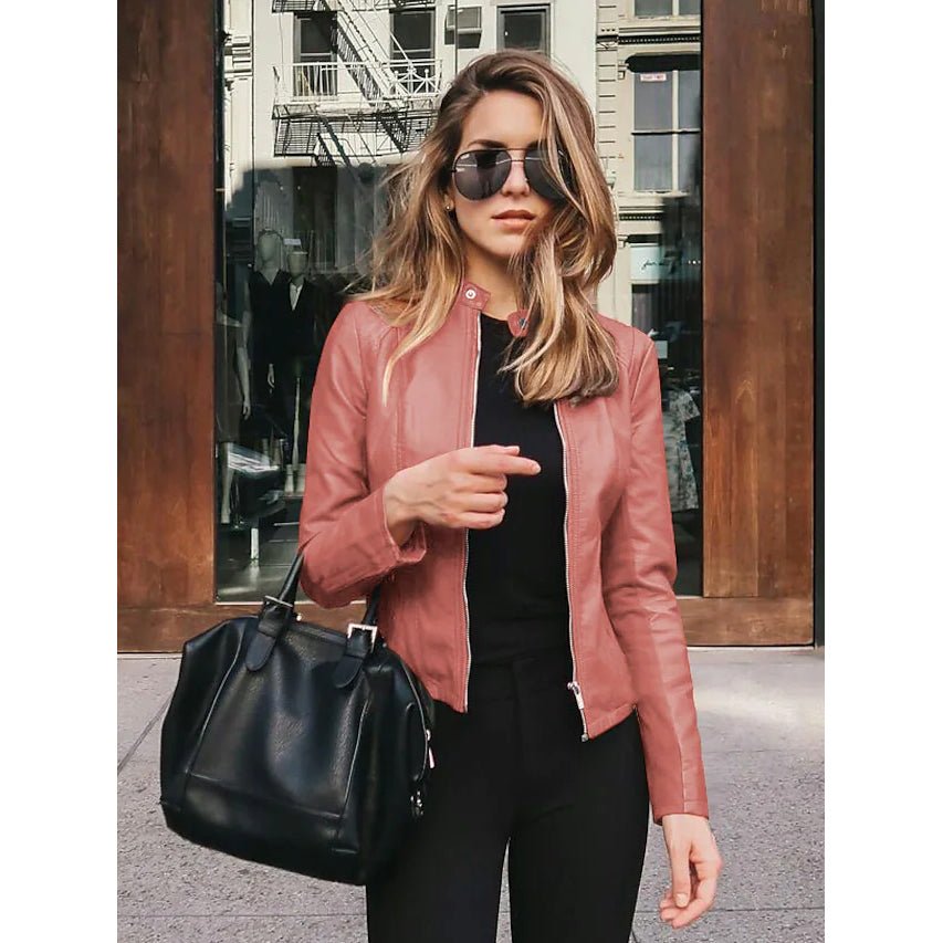 Women's Faux Leather Jacket - Image 11