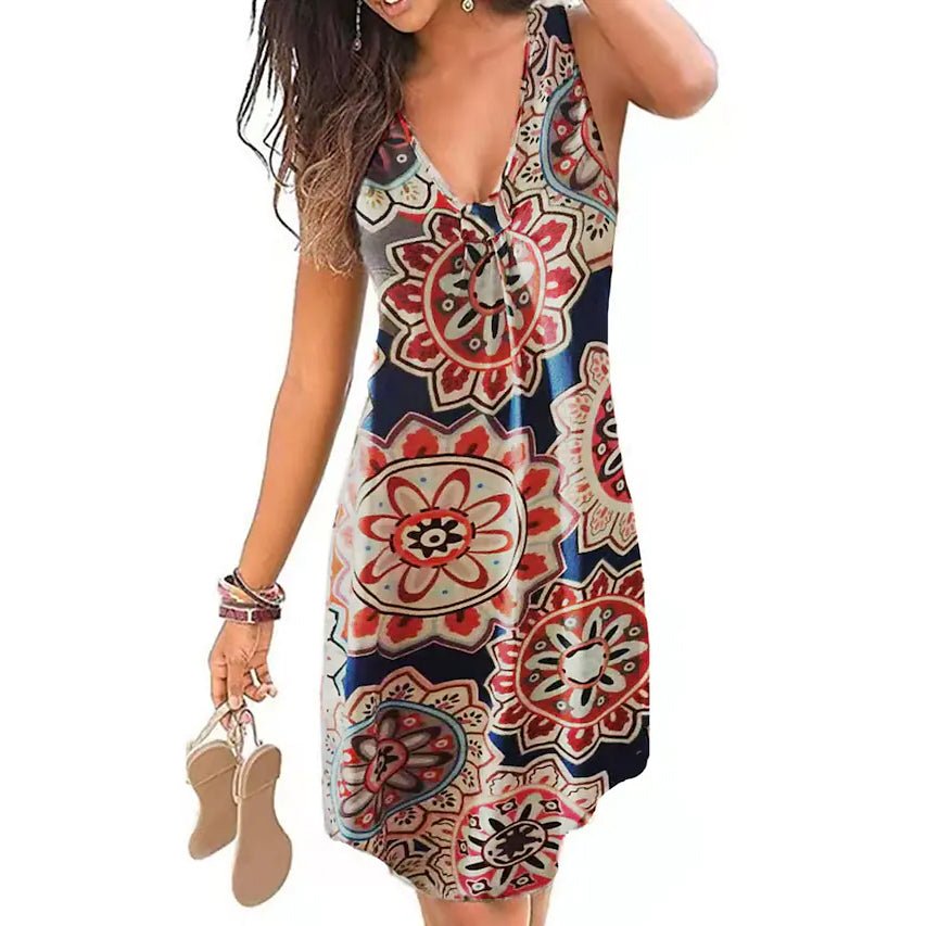 Women's V-Neck A-Line Knee Length Skirt - Image 4