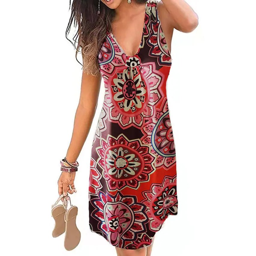 Women's V-Neck A-Line Knee Length Skirt - Image 8