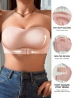 Women's Lingerie and Everyday Underwear,Wireless Comfort Bandeau Bra - Soft, Seamless, Strapless, Non-Padded, Front Buckle Closure - Bilde 5